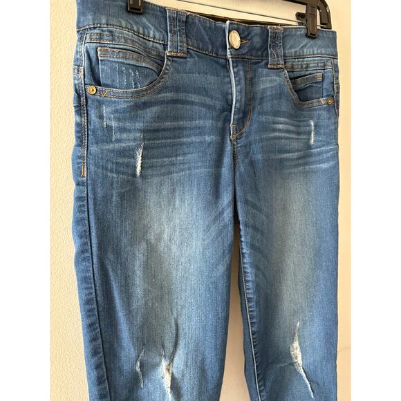 Democracy Jeans Ab Technology Women's 6 Medium Wash Denim Distressed Skinny - Picture 3 of 8